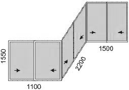 Схема остекления балкона серии П-3.1