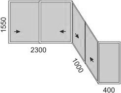 Схема остекления балкона серии П-44