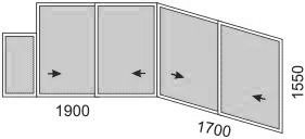 Схема остекления балкона серии П-44Т